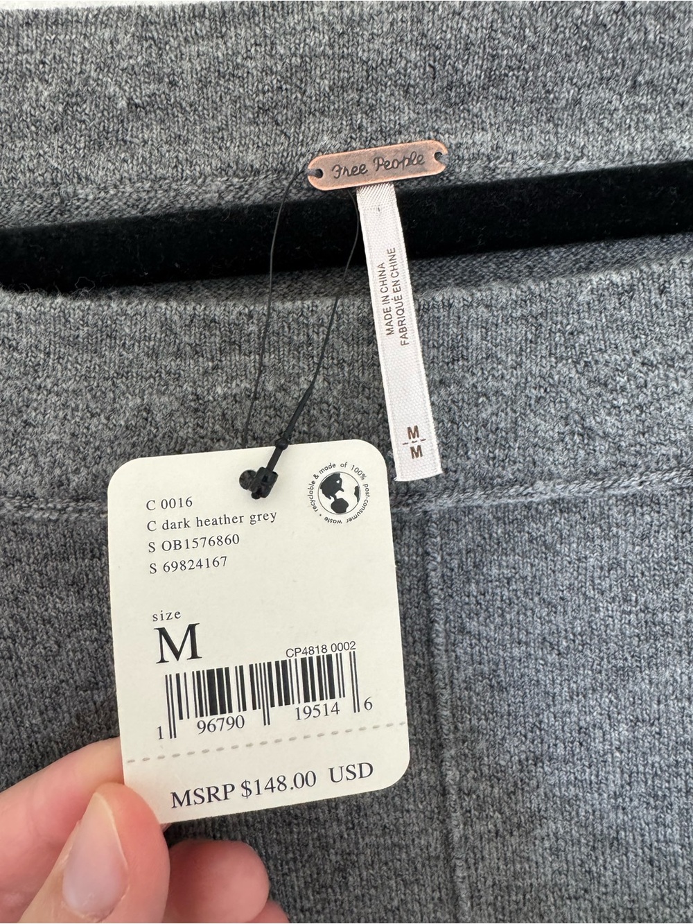 NWT Free People Gray Wide Shoulder Knit Sweater - Picture 4 of 4